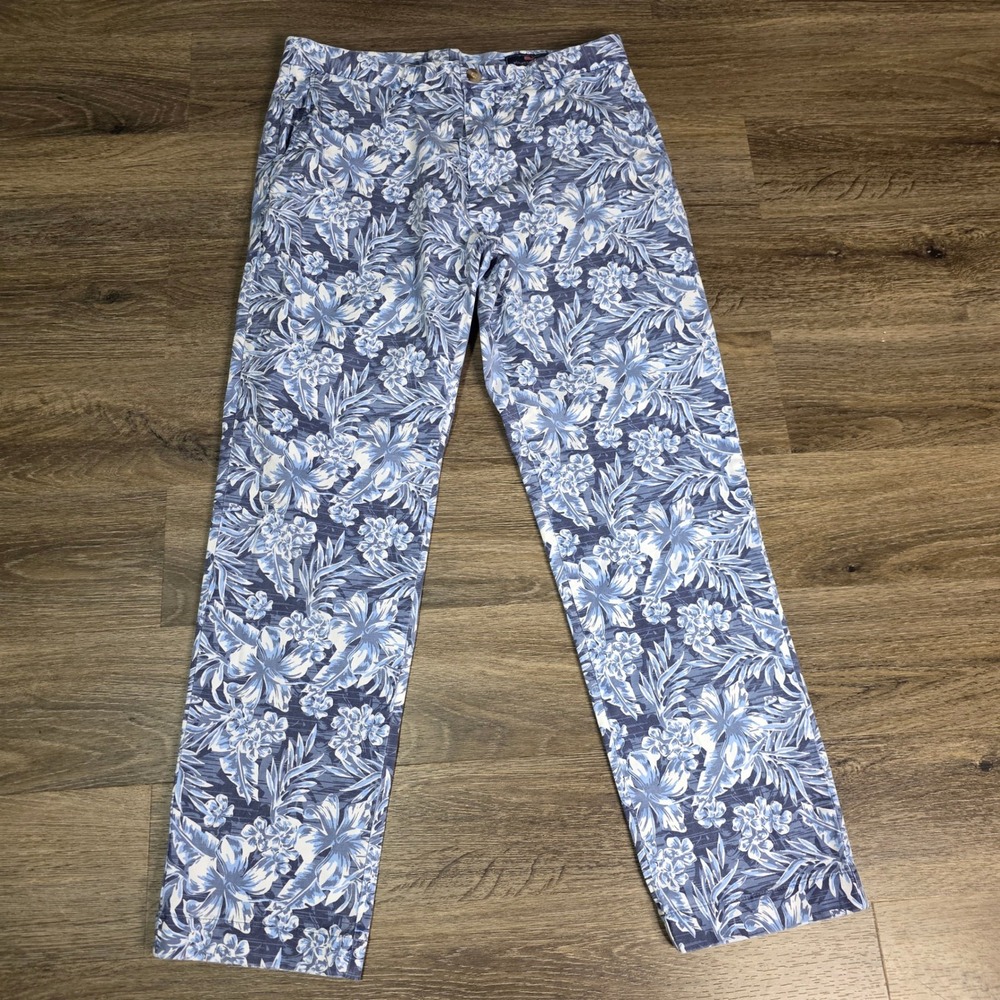 Vineyard Vines 32x30 Breaker Pants Mens Blue Floral Excellent Tropical Chinos